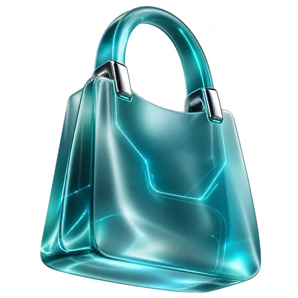 Sacola de compras em vidro, render 3D